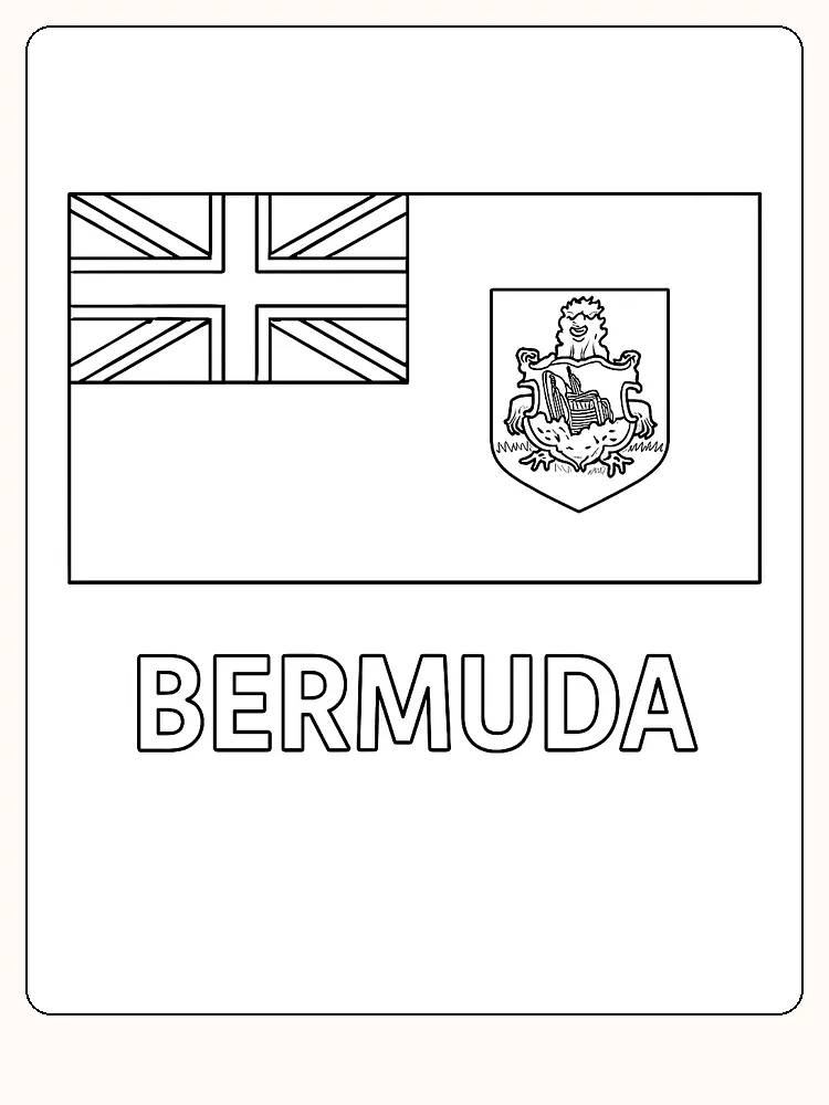 Bermudas Flagge mit Union Jack und Wappen, bereit zum Ausmalen