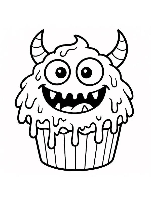 Monster-cupcake med små horn