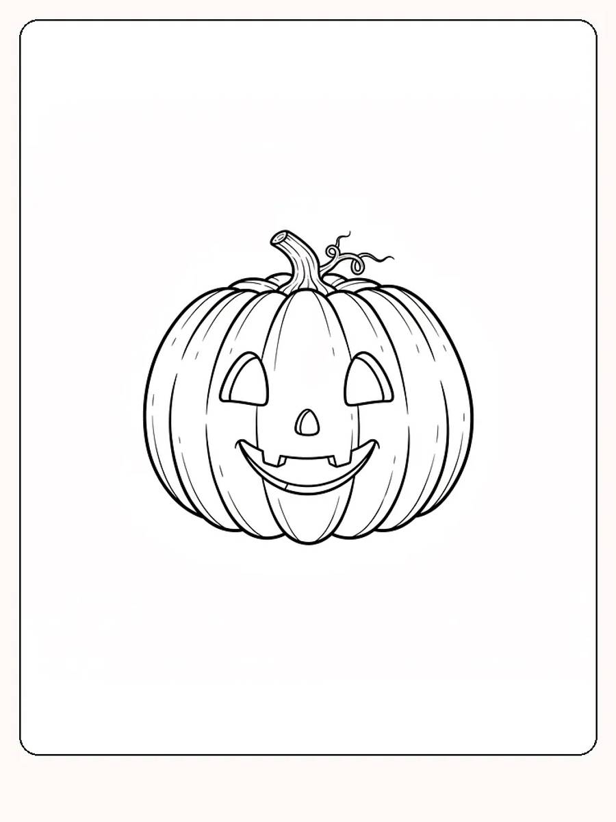 Tegning til farvelægning af græskar med udskåret halloween-ansigt, klar til print