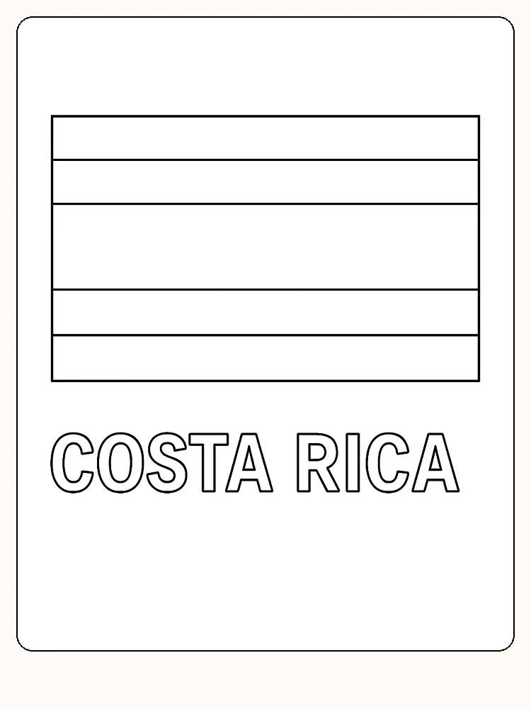 Costa Ricas Flagge mit horizontalen Streifen, bereit zum Ausmalen