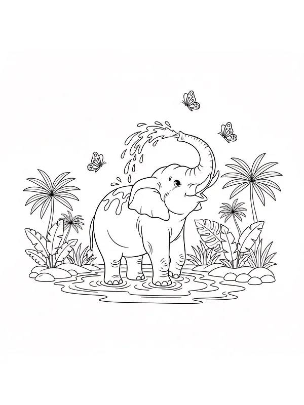 Elefant som spruter vann, underkategori