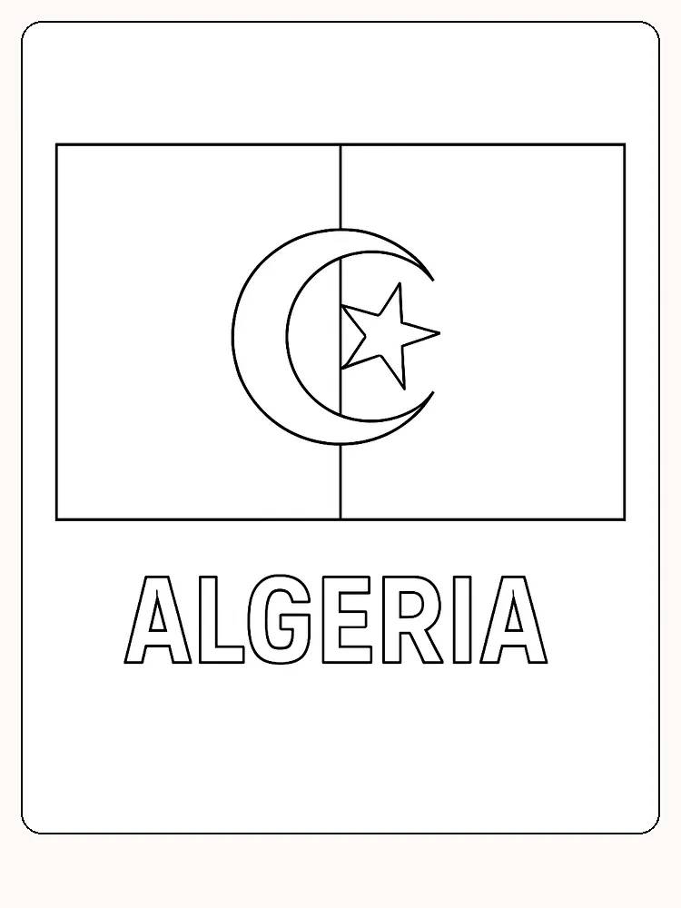Algerische Flagge mit Halbmond und Stern, bereit zum Ausmalen
