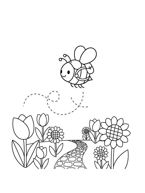 Bie i blomsterhage