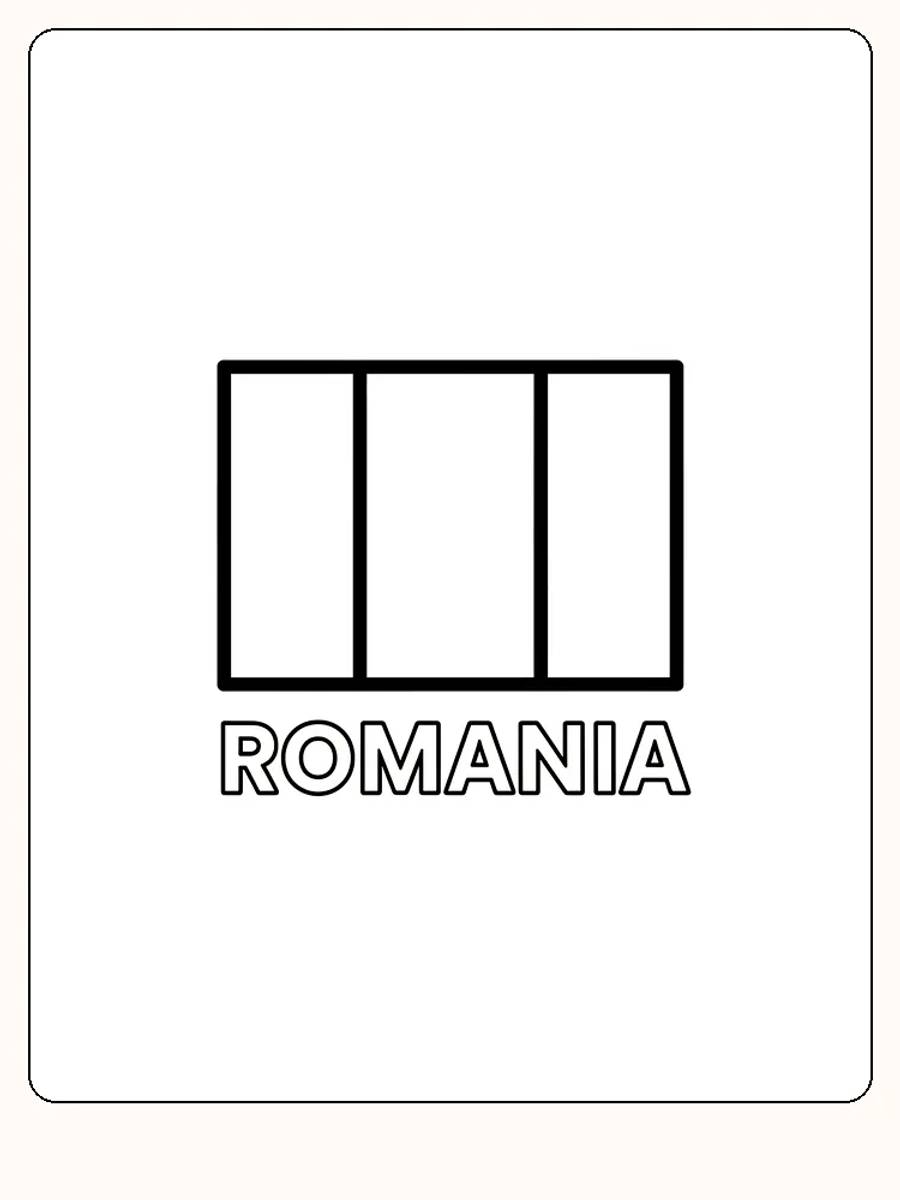 Romanias flagga med vertikala ränder i blått, gult och rött, redo för måla.