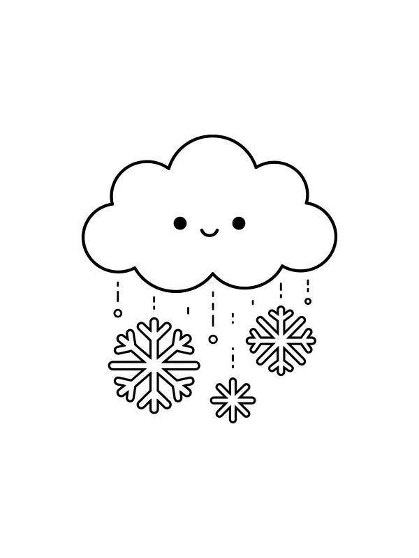 Nuage souriant avec des flocons de neige