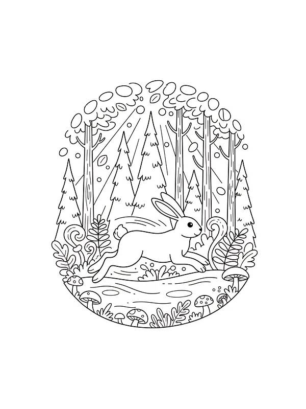 Hare som løper i skogen