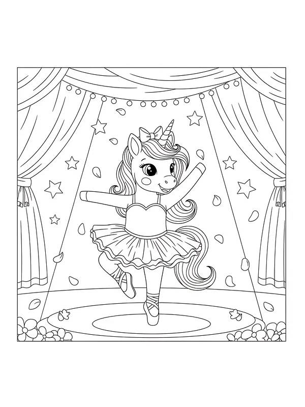 Enhjørning som ballerina på scenen
