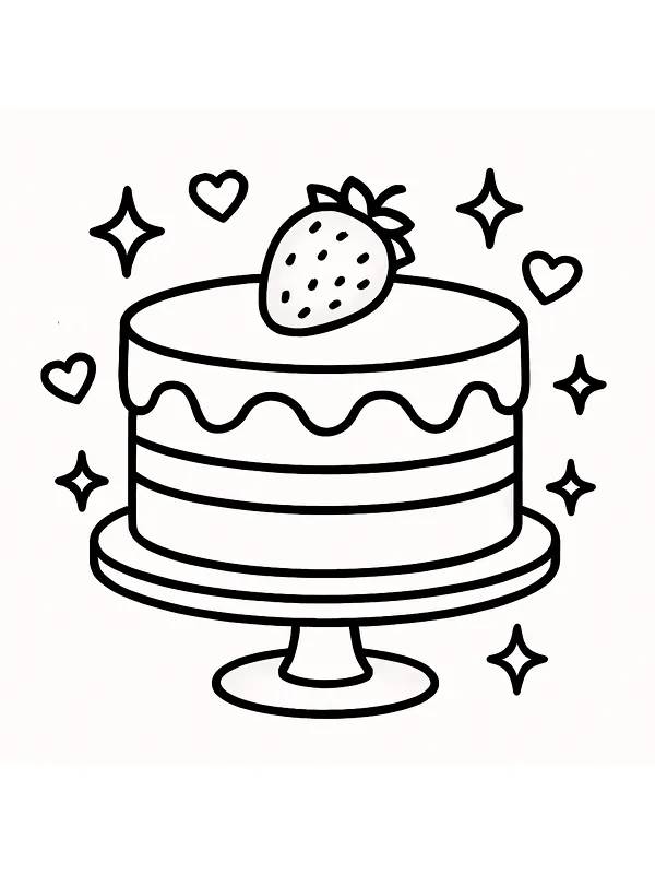 Kake med jordbær og hjerter