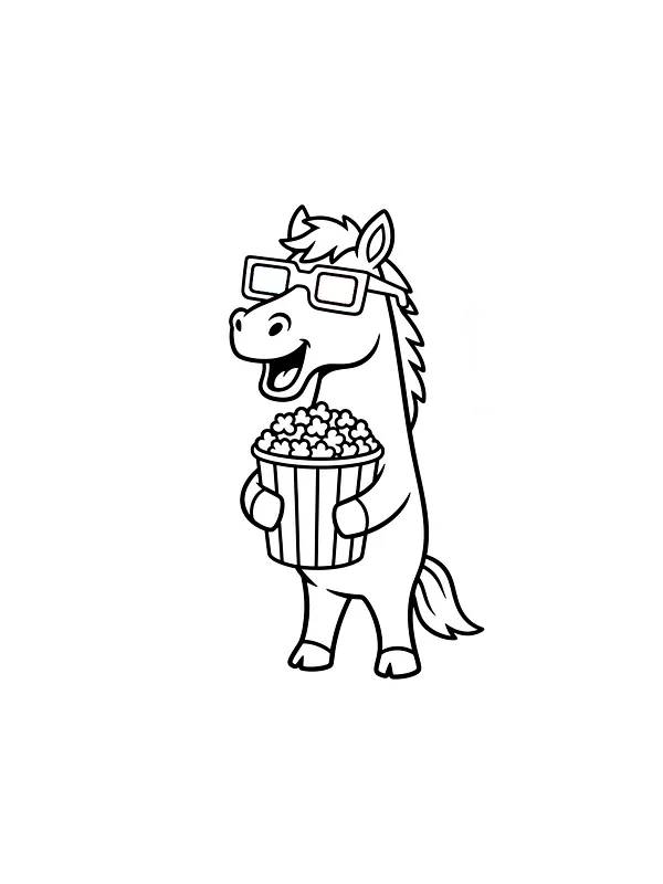 Hest med 3D-briller og popcorn, underkategori