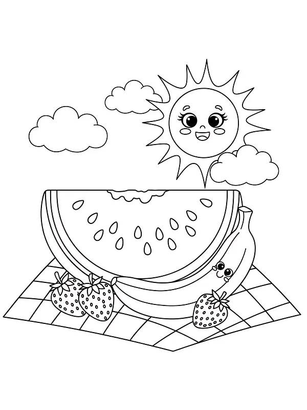 Sol og frukt på piknikpledd, underkategori