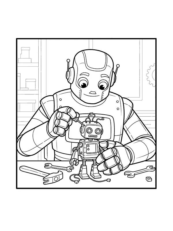 Stor robot bygger lille robot