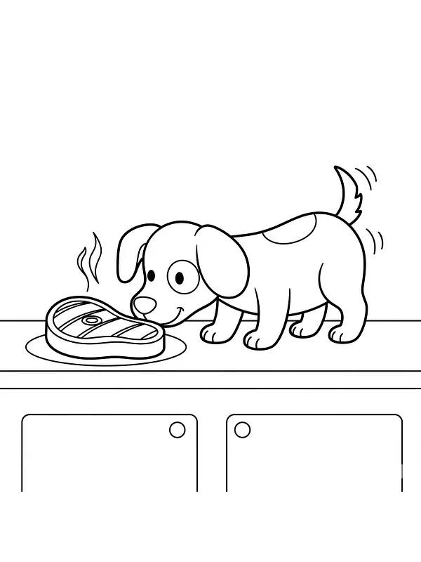 Hund snuser på biff, underkategori