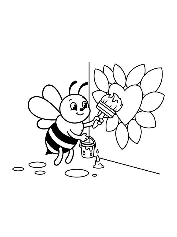 Bie maler hjerteformet blomst