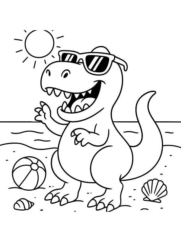 Dinosaur med solbriller på stranden, underkategori
