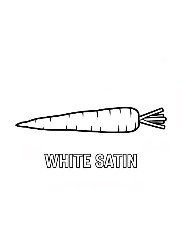 Gulerod med teksten 'White Satin'