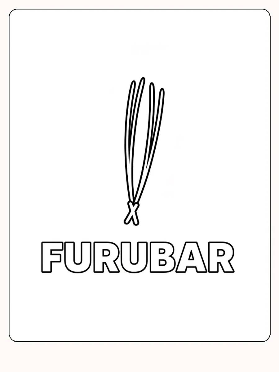 Fargeleggingsbilde av enkelt furubar med tekst under, klar for utskrift
