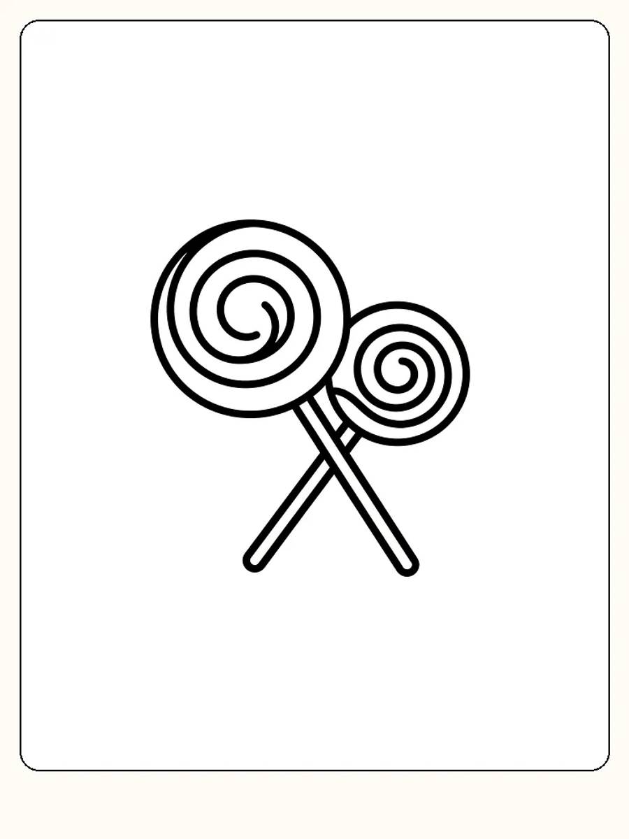 Fargeleggingstegning av to spiralformede slikkepinner klare for utskrift og fargelegging
