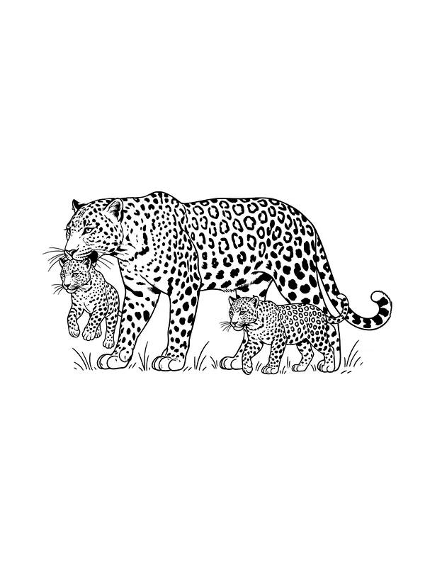Leopard med to unger, underkategori