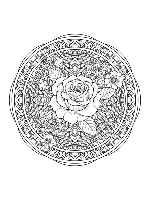 Mandala mit Rose und Blumen, Unterkategorie