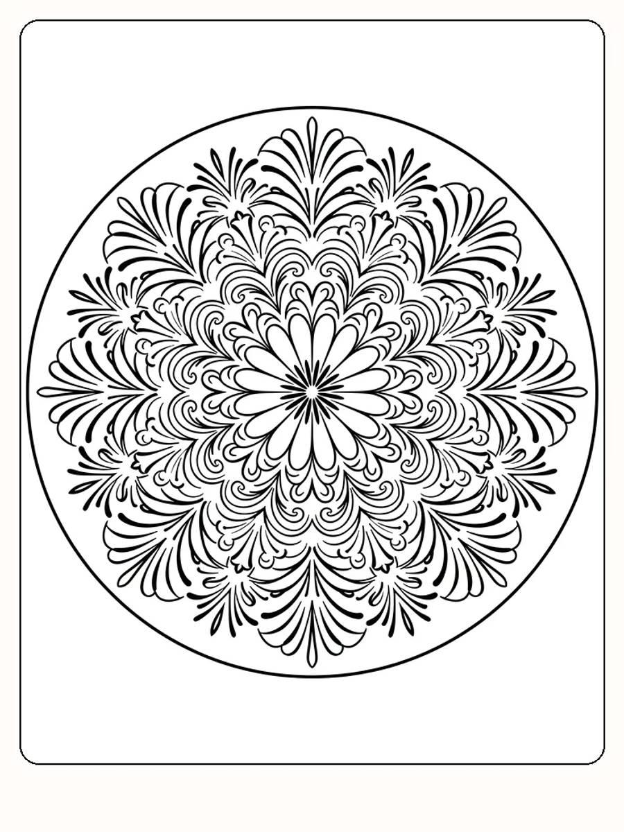 Detaljert mandala med blomsterlignende design for fargelegging