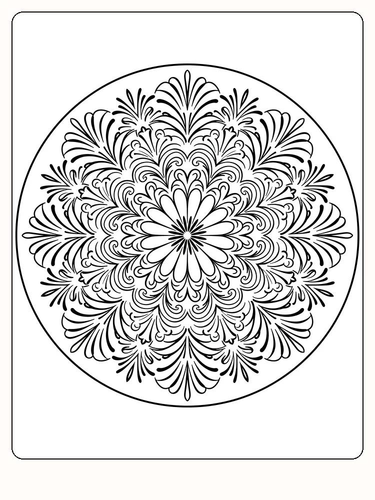 Detaljert mandala med blomsterlignende design for fargelegging