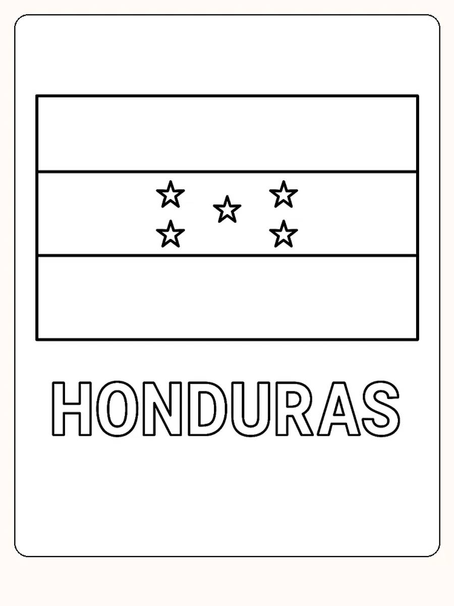 Deutsche Übersetzung:  
Flagge von Honduras mit Blau, Weiß und fünf Sternen in der Mitte, bereit zum Ausmalen.