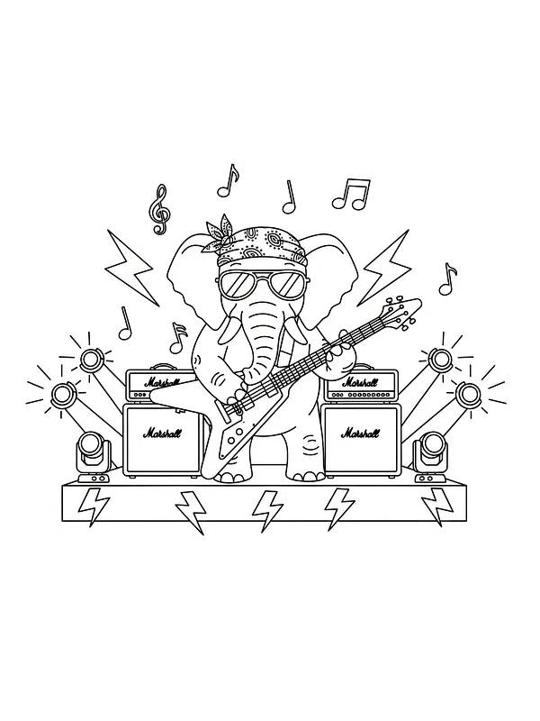 Elefant med gitar på scene, underkategori