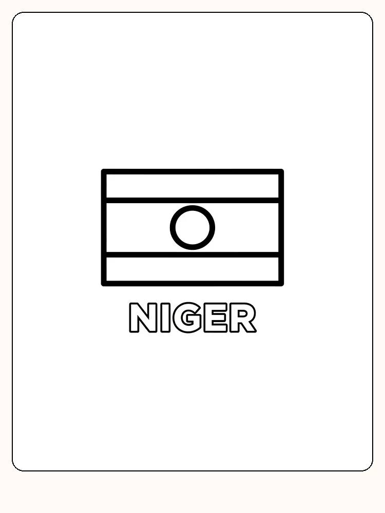 Das Flagge von Niger mit orange, weiß und grün in drei horizontalen Streifen, bereit zum Ausmalen.