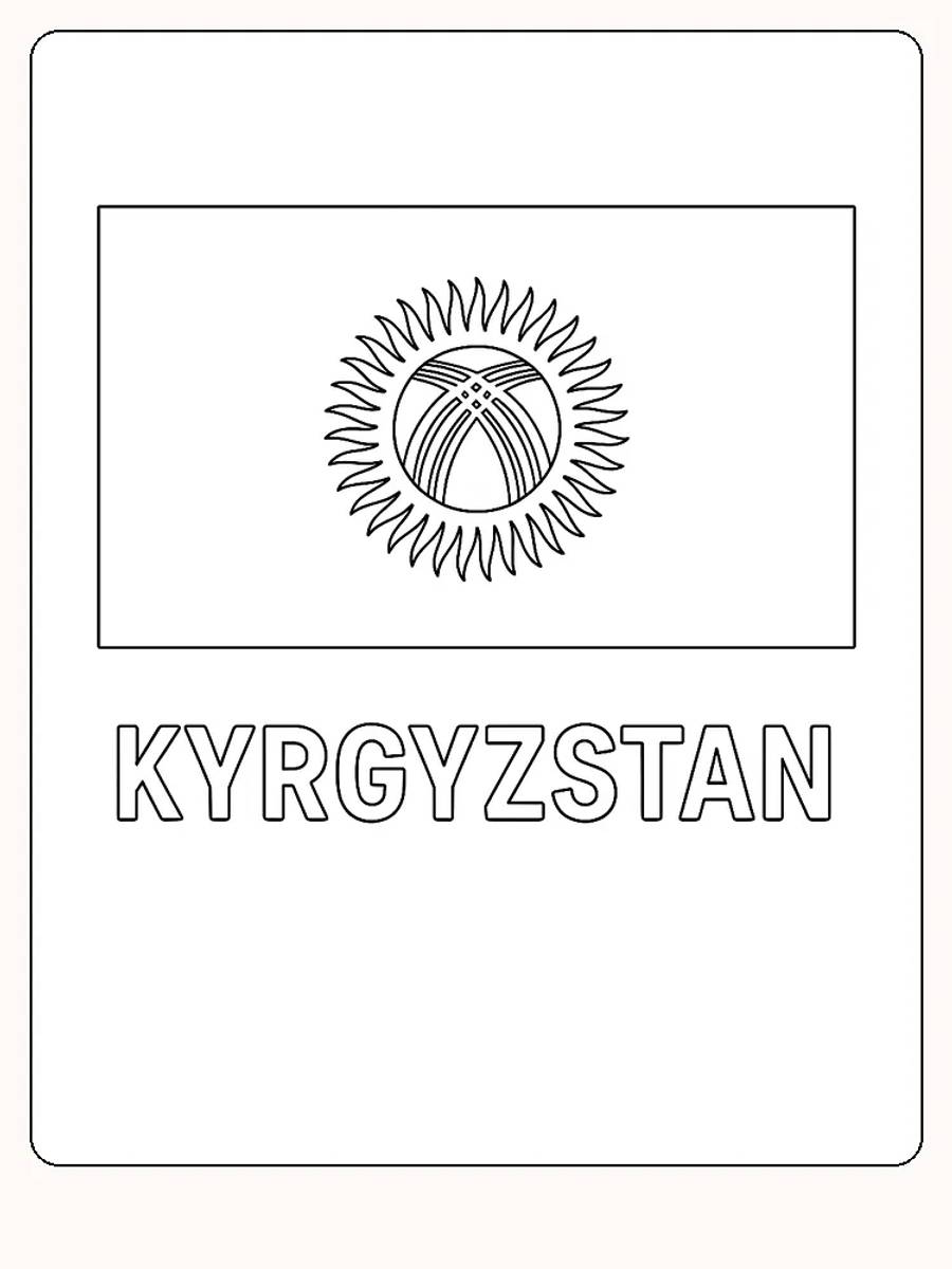 Kirgisistans flagga med en unik symbolik, redo för måla