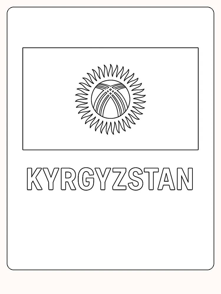 Kirgisistans flagga med en unik symbolik, redo för måla