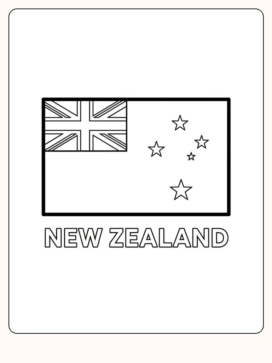 Neuseelands Flagge mit Union Jack und Südkreuz, bereit zum Ausmalen