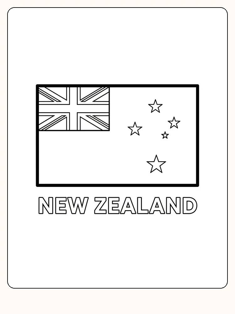 Neuseelands Flagge mit Union Jack und Südkreuz, bereit zum Ausmalen