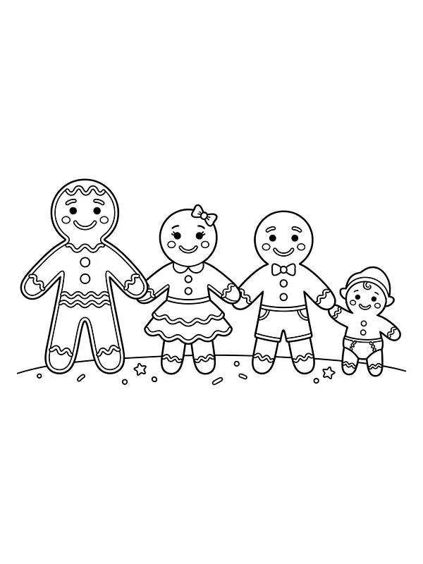 Pepperkakefamilie med baby på rad