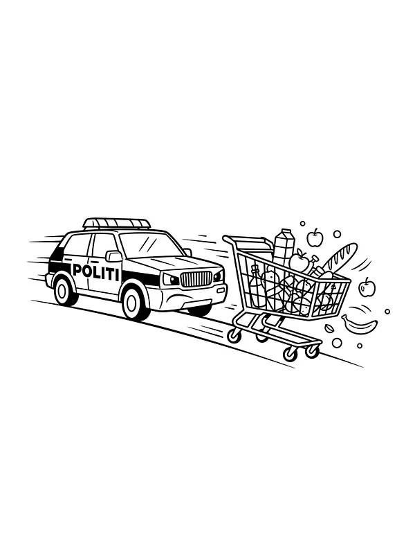Politibil bak handlevogn