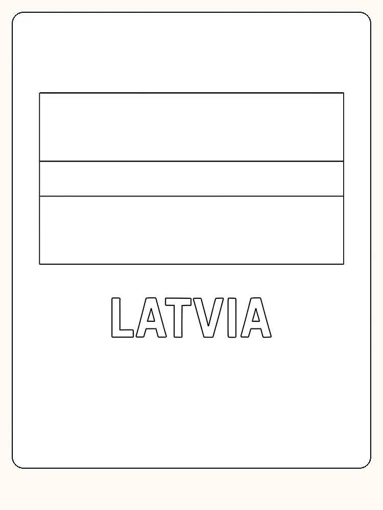 Deutsch:
Die Flagge Lettlands in Rot und Weiß, bereit zum Ausmalen.