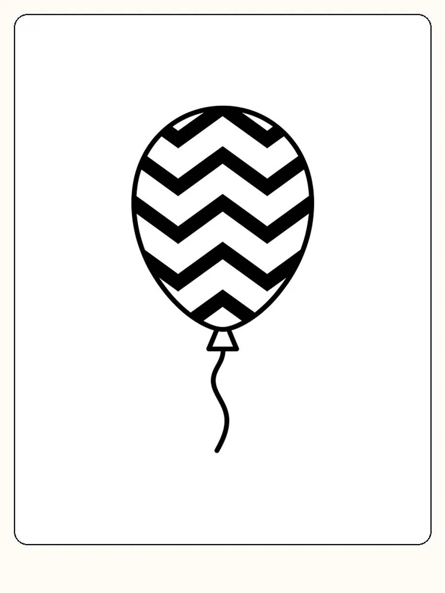 Tegning til farvelægning af ballon med zigzagmønster, klar til print