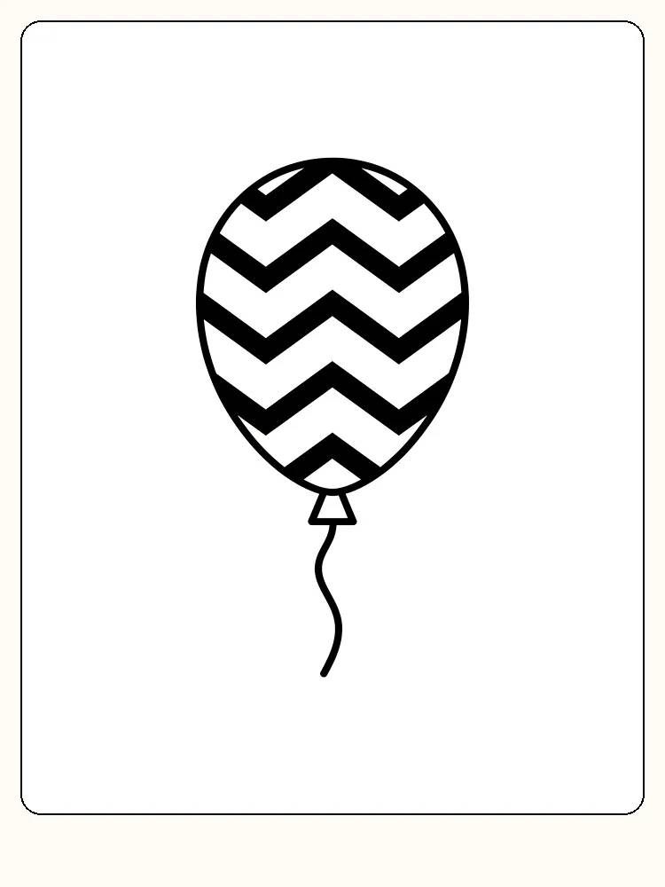 Tegning til farvelægning af ballon med zigzagmønster, klar til print