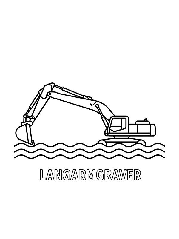 Gravemaskine med lang arm i vandet