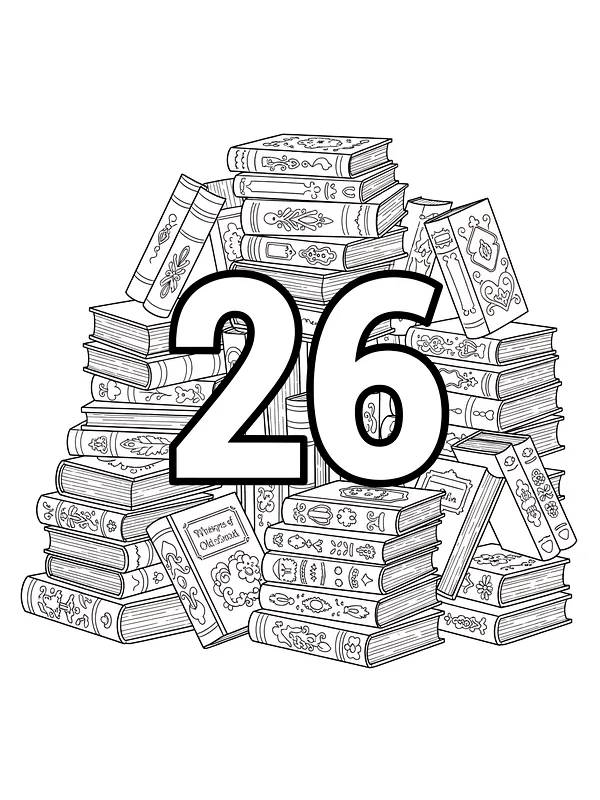 Stapel von Büchern mit der Zahl 26, Unterkategorie