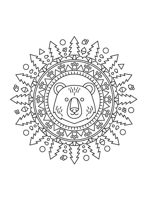 Bjørn i mandala mønster