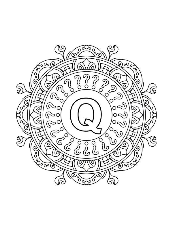 Mandala med bokstaven Q, underkategori