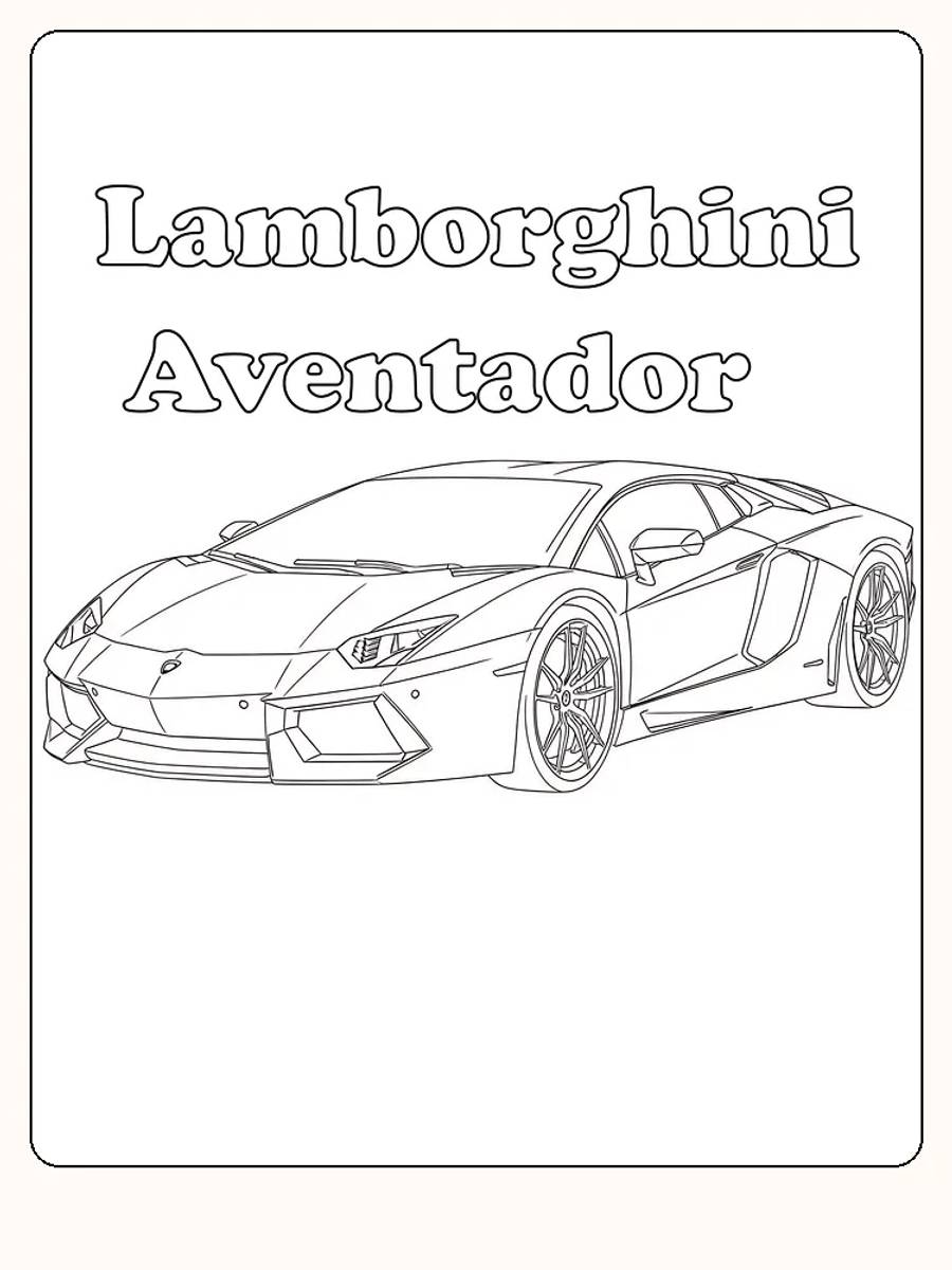 Detaljert tegning av en Lamborghini Aventador for fargelegging