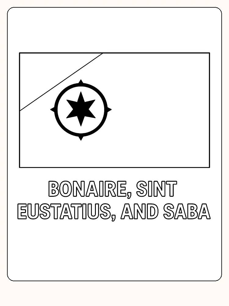Bonaire-Flagge mit Stern und Kompassrose, bereit zum Ausmalen