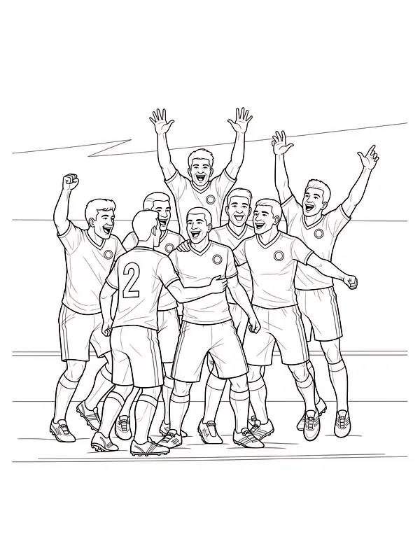 Fotballspillere jubler sammen, underkategori