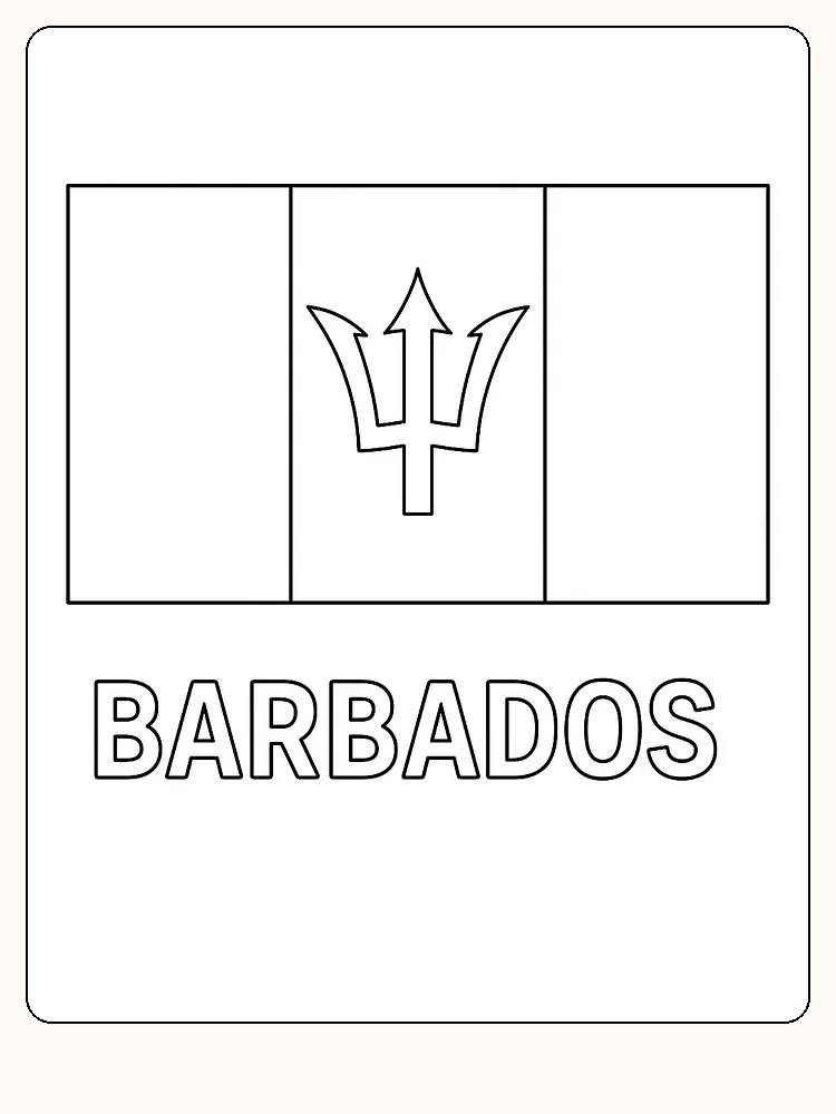 Barbados-Flagge in Blau und Gelb, bereit zum Ausmalen
