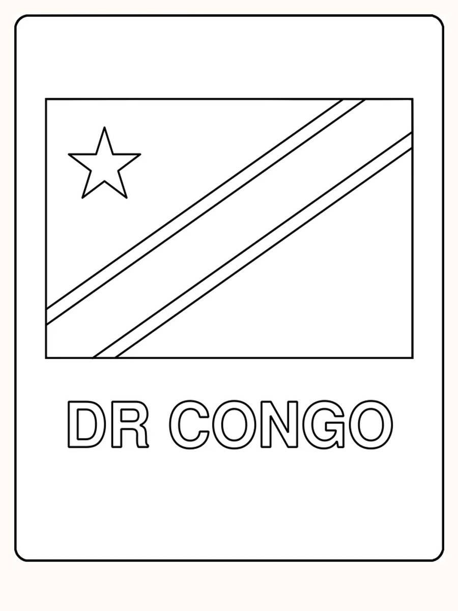 Demokratiska republiken Kongos flagga med stjärna och sned rand, redo att målas.
