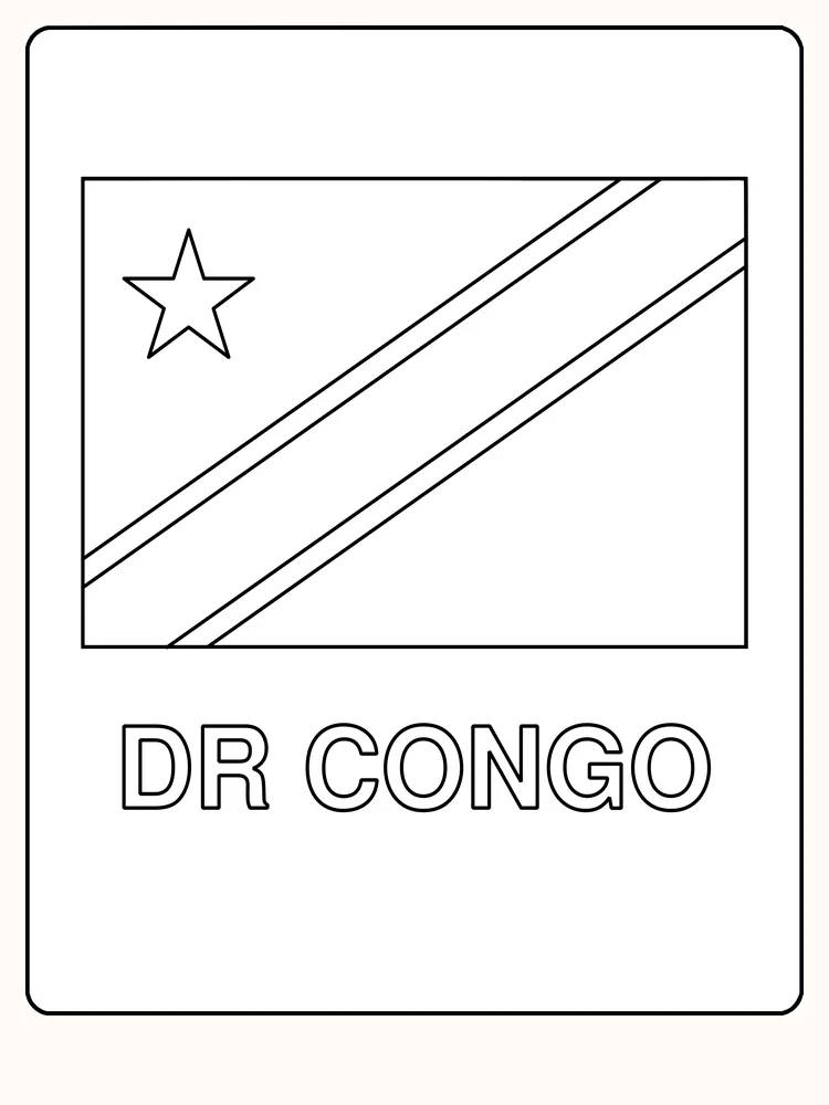 Demokratiska republiken Kongos flagga med stjärna och sned rand, redo att målas.