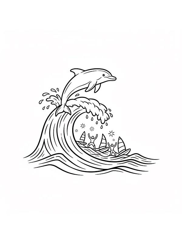 Delfin springer over bølge