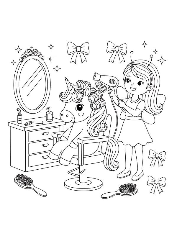 Nisse, der friserer en enhjørning