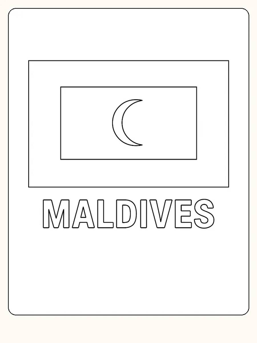Maldivernas flagga med en halvmåne, redo för måla
